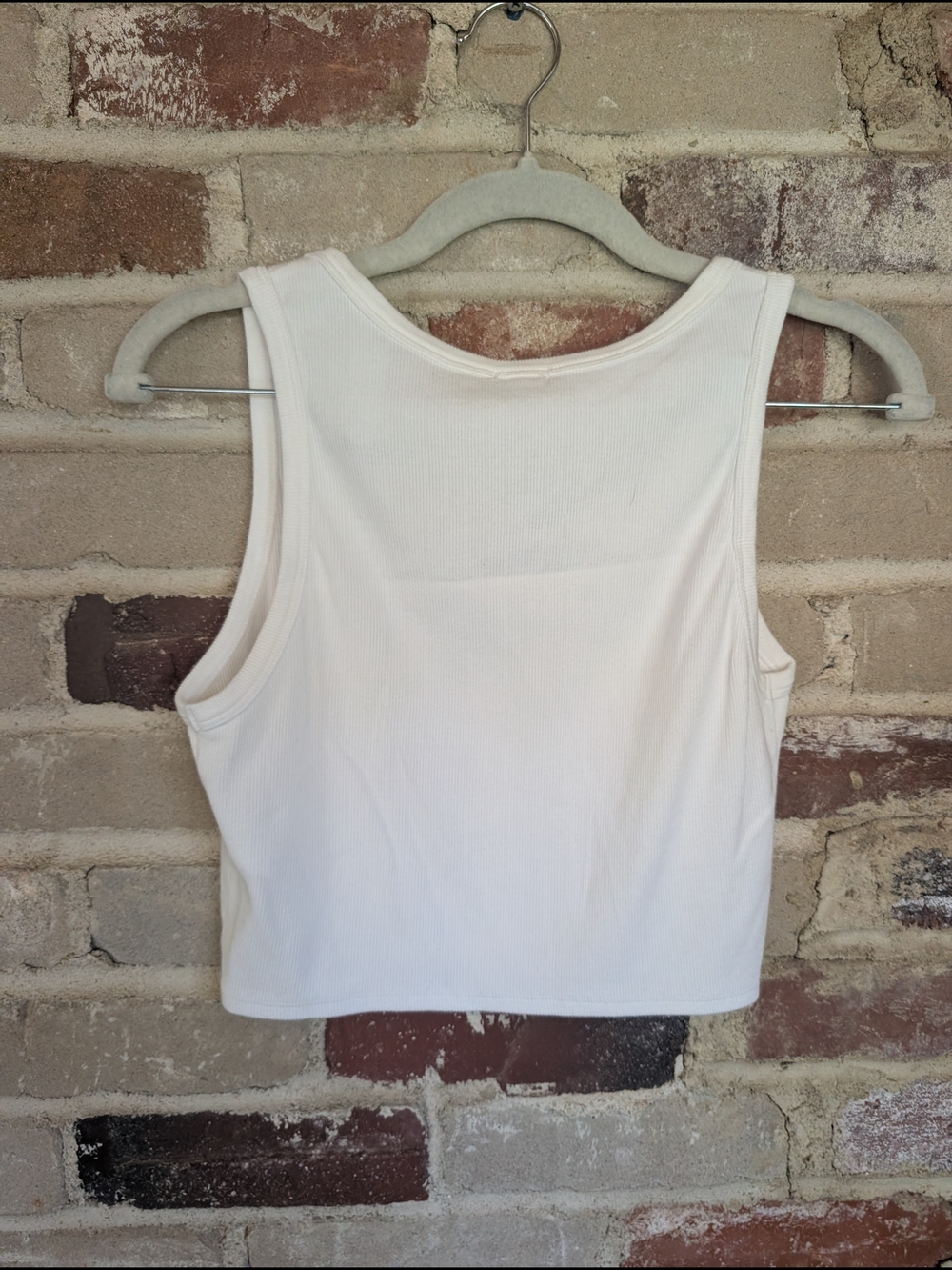 Garage White Ribbed Button-Front Tank - Picture 3 of 3